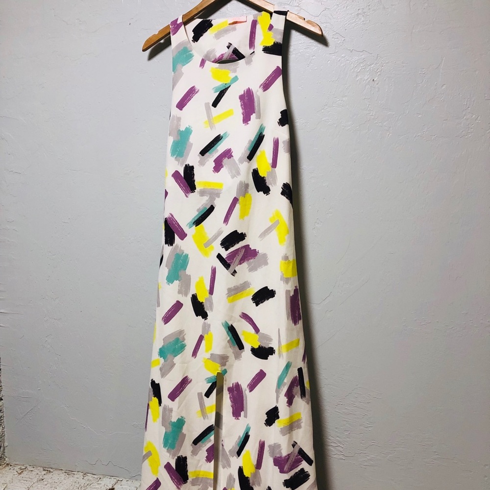 Watercolor Open-Back Maxi Dress